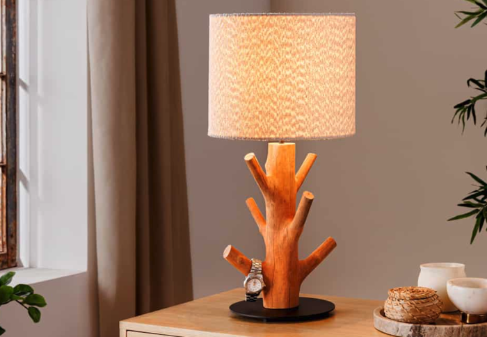 Exquisite Tischlampe aus japanischem Naturholz