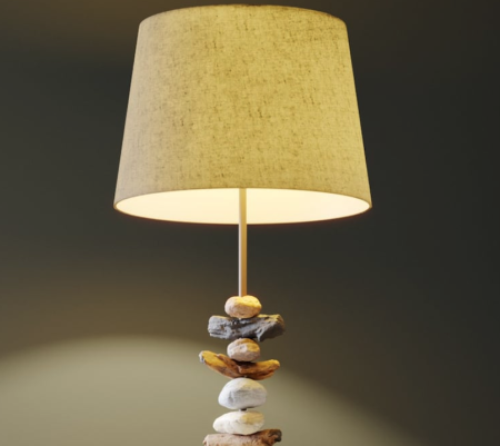 Stein inspirierte Stehlampe für natürlichen Wohnzimmer-Eckstil