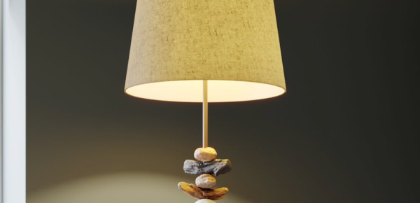 Stein inspirierte Stehlampe für natürlichen Wohnzimmer-Eckstil