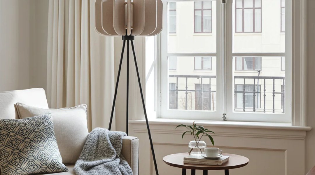 Der elegante Wohnzimmer Leinenlampenschirm-Stehlampe
